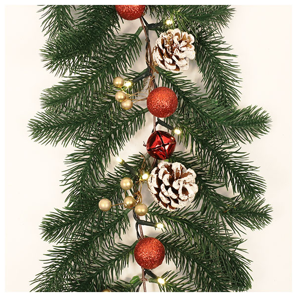 6FT Christmas Garland with Lights  8 Lighting Modes  Xmas Garland with Lights for OutdoorIndoor