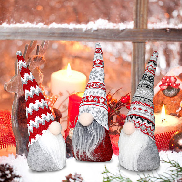 Christmas Gnomes Plush Decorations  Set of 3 Handmade Swedish Gnomes Tomte  Scandinavian Santa Gnomes Elf for Holidays Home Ornaments Gifts